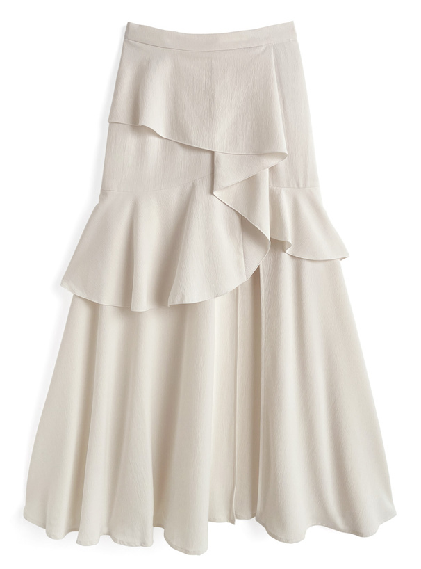 アシンメトリーラッフルスリットスカート
