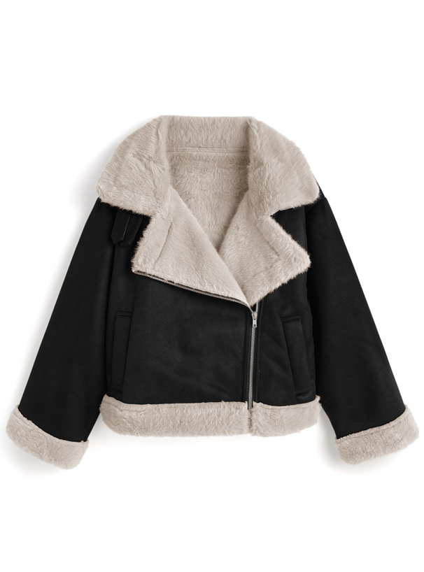 レザーアウター グレー ファーライニング レザーアウター グレー ファーライニング