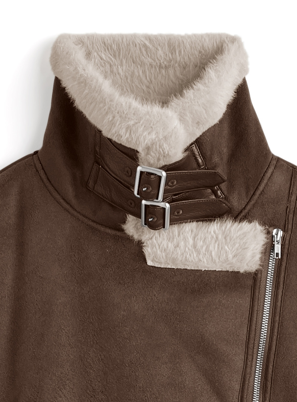 襟2Wayファーライダースジャケット[ask141] | レディースファッション