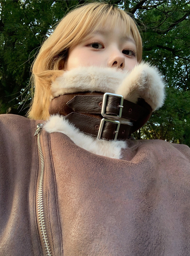 襟2Wayファーライダースジャケット[ask141] | レディースファッション