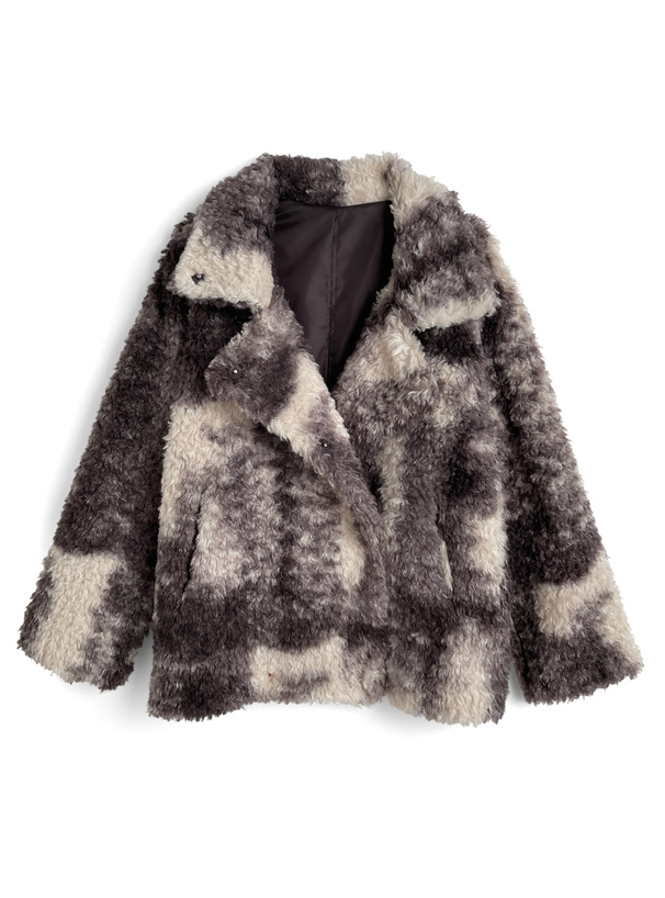 襟2Wayミックスカラーボアブルゾン[ask146]