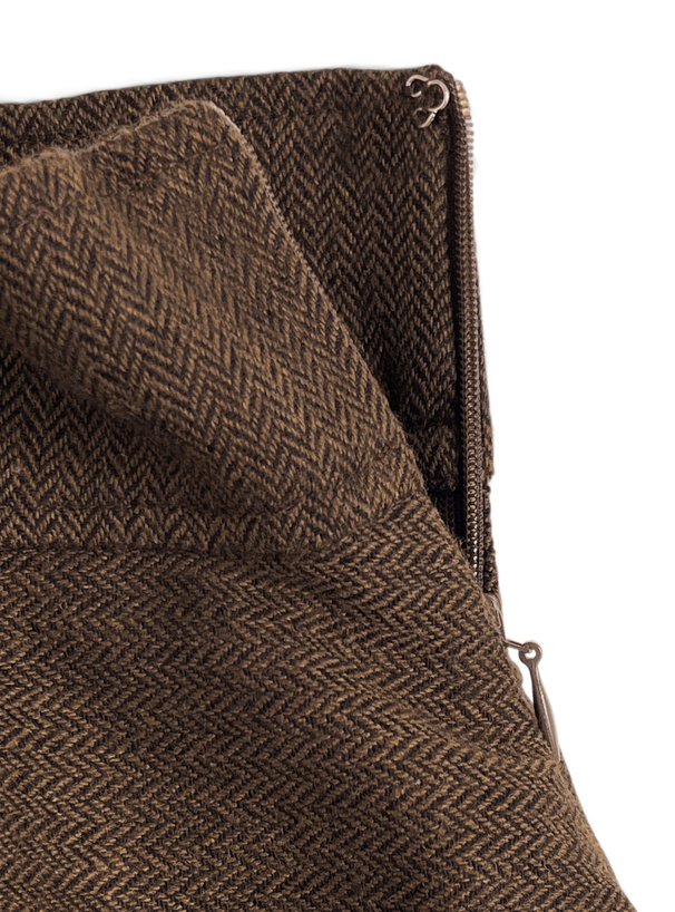 ヘリンボーン柄バックレースアップティアードフリルミニスカート