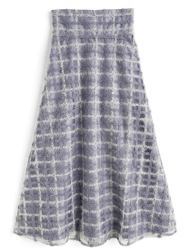 チェック柄オーガンジーフレアスカート