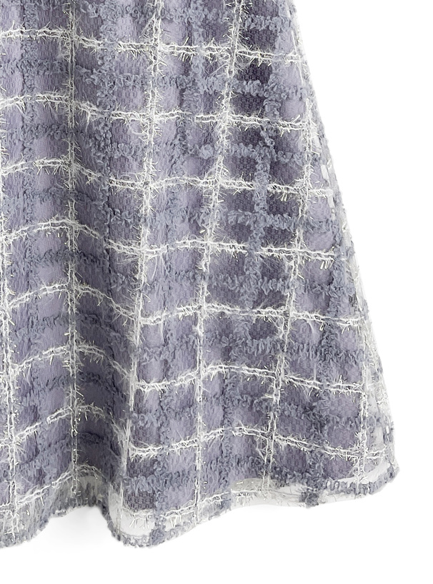 チェック柄オーガンジーフレアスカート