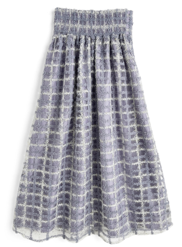 チェック柄オーガンジーフレアスカート