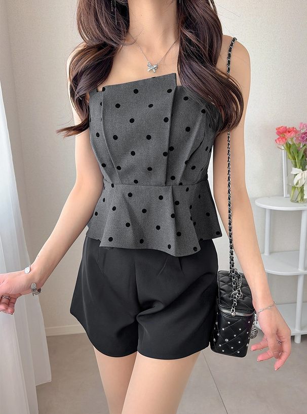 ドット柄タックビスチェ