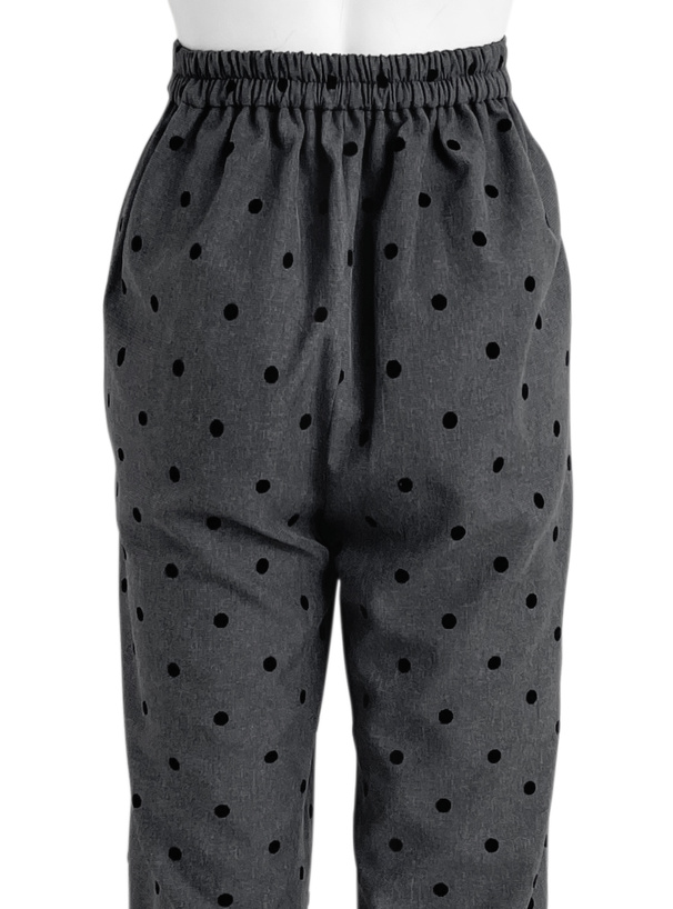 ドット柄センターシームセミフレアパンツ