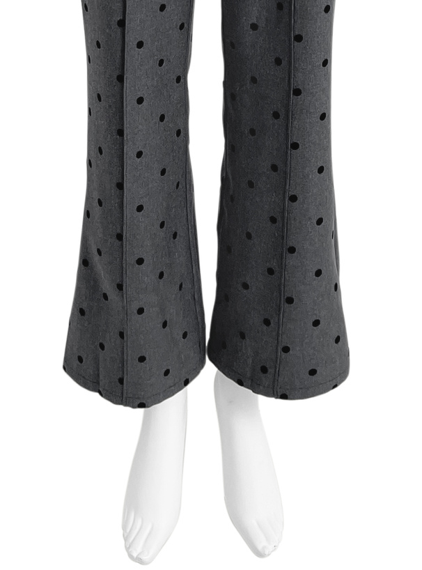 ドット柄センターシームセミフレアパンツ