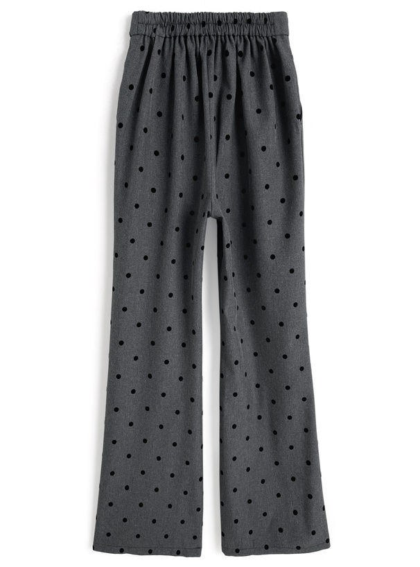 ドット柄センターシームセミフレアパンツ