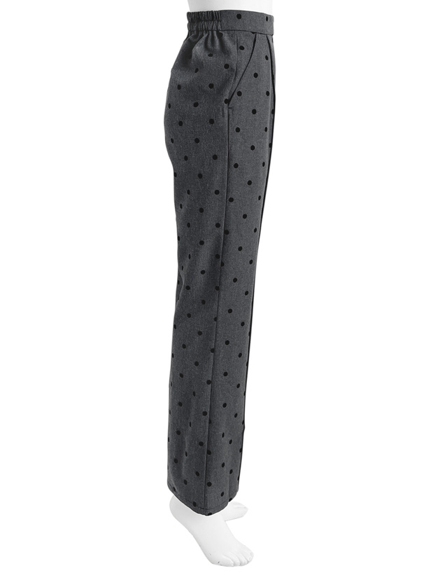 ドット柄センターシームセミフレアパンツ