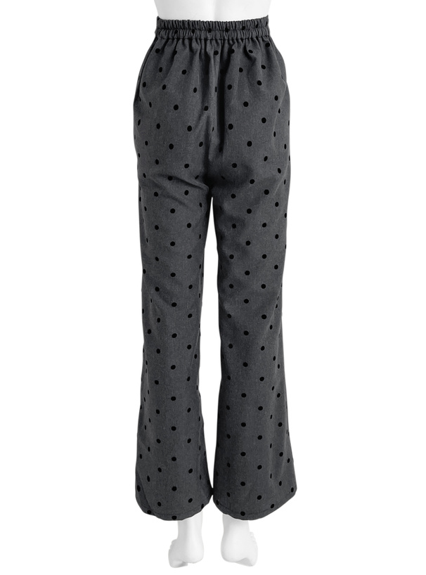 ドット柄センターシームセミフレアパンツ