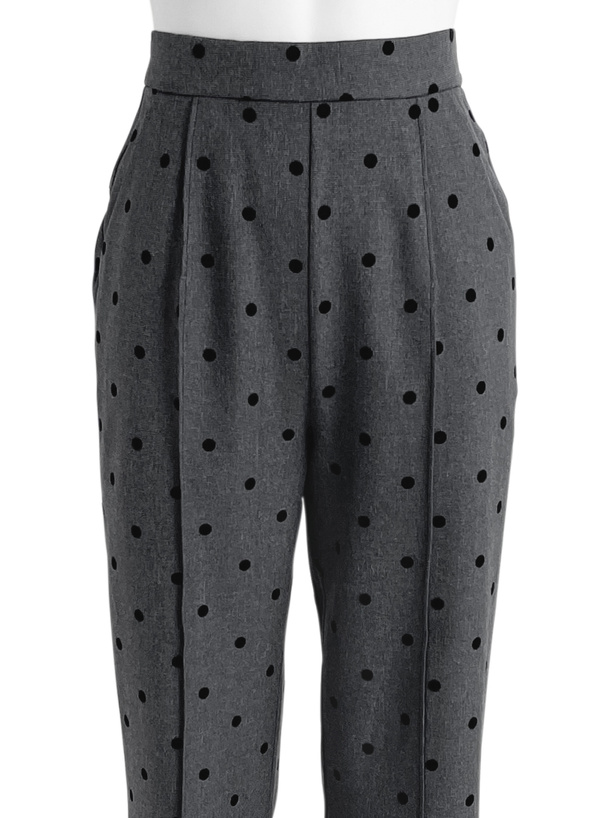 ドット柄センターシームセミフレアパンツ