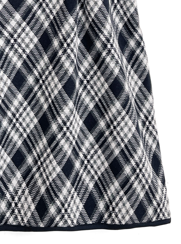 バイアスチェック柄バックオープンリボンミニワンピース