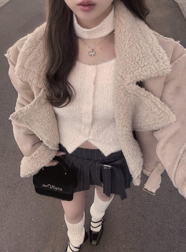 ILLIT アイリット BEB インパン裏地付きストライプ柄プリーツスカート