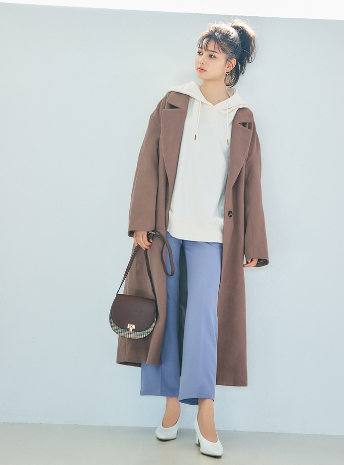 チェックXレザーフラップショルダーバッグ