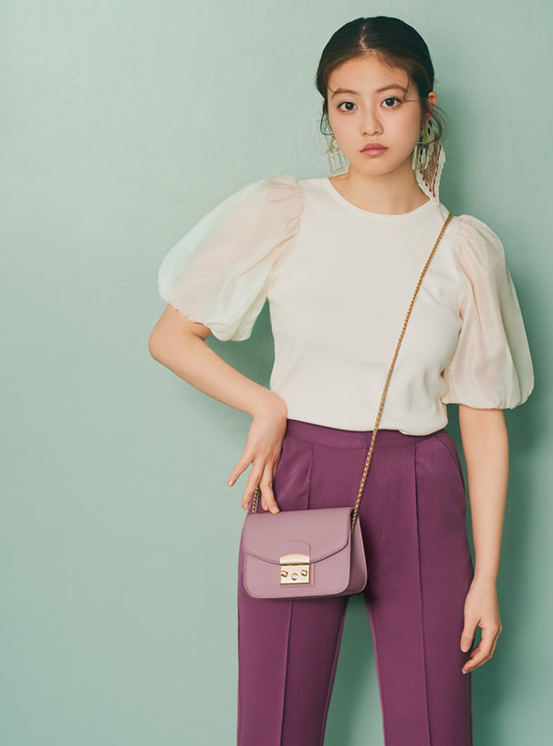 今田美桜 パフスリーブ切替えデザイントップス