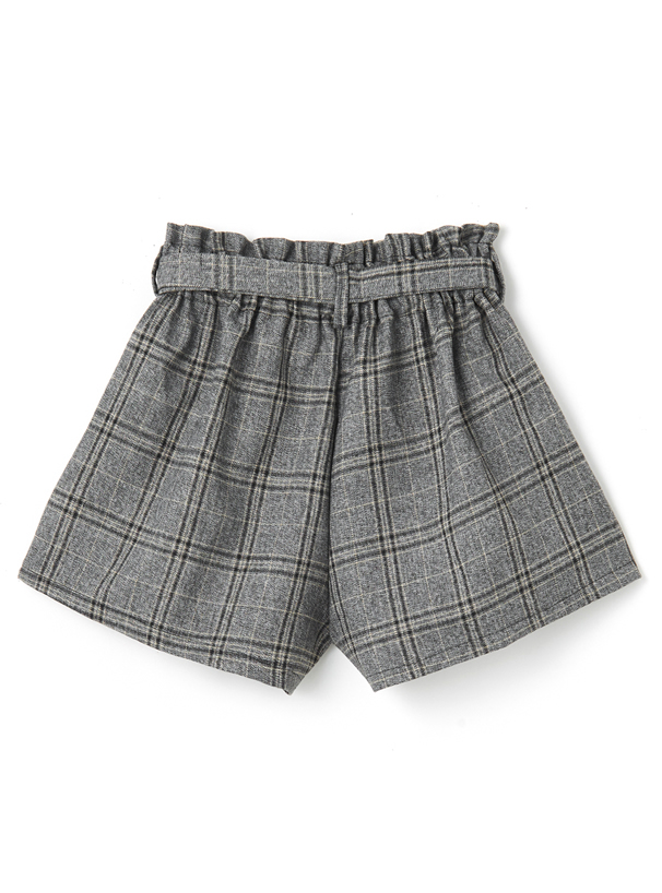 リボンベルト付きグレンチェックショートパンツ