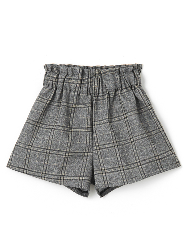 リボンベルト付きグレンチェックショートパンツ