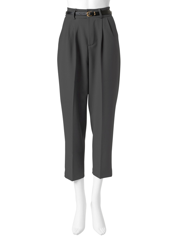 ベルト付きテーパードパンツ