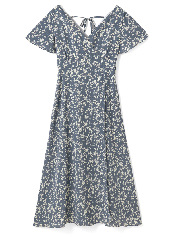 小花柄カシュクールワンピース