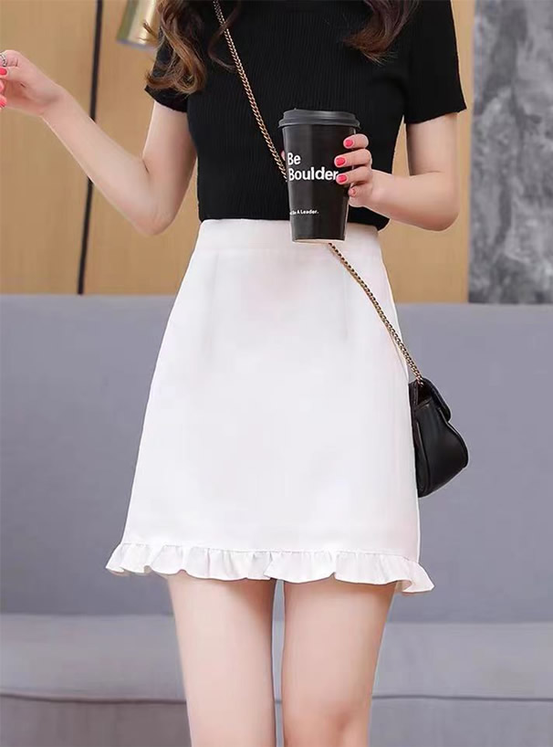 インパン裏地付きフリルヘム台形ミニスカート[at1530] レディースファッション通販のグレイル(GRL)【公式】