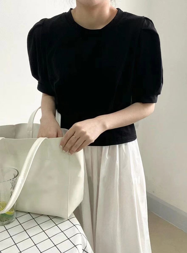 バックリボンパフスリーブカットソー