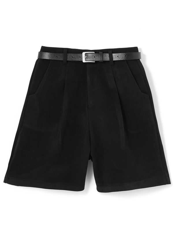 ベルト付きタックショートパンツ