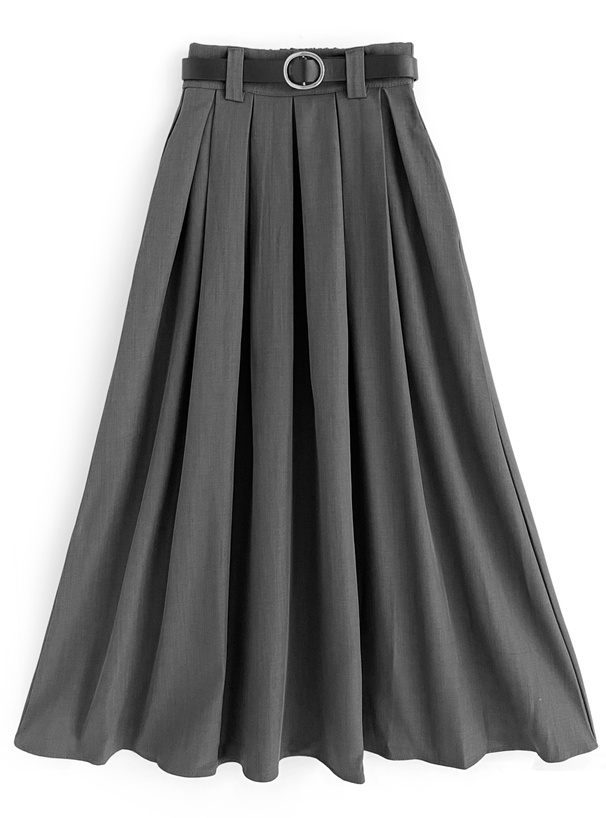 ベルト付きタックロングスカート[at2136] | レディースファッション