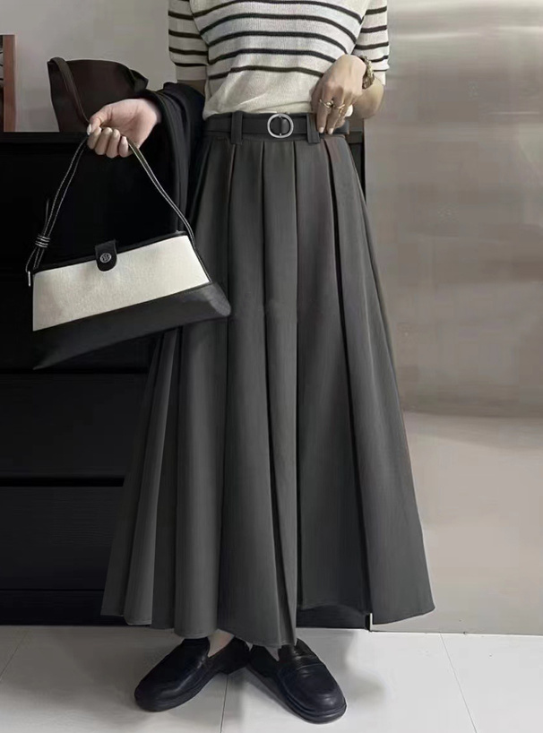 ベルト付きタックロングスカート[at2136] | レディースファッション
