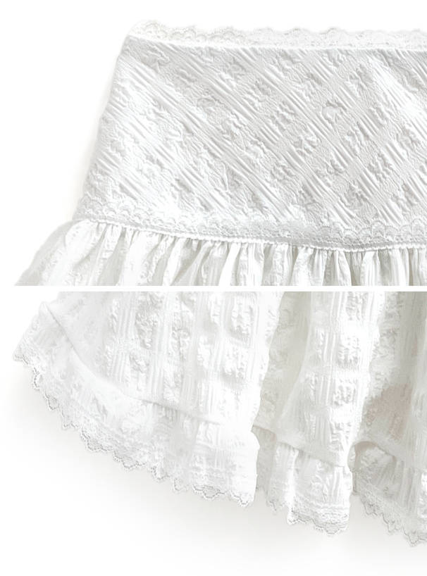 インパン裏地付きレースフレアミニスカート