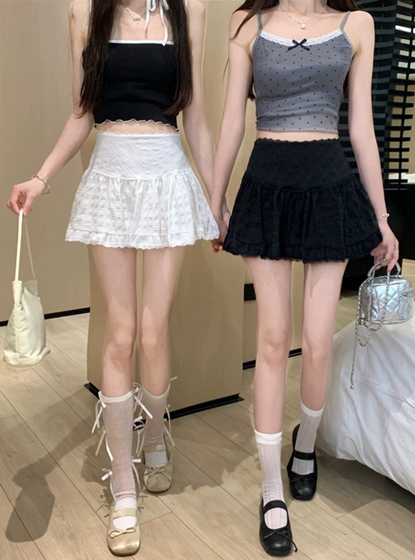 インパン裏地付きレースフレアミニスカート
