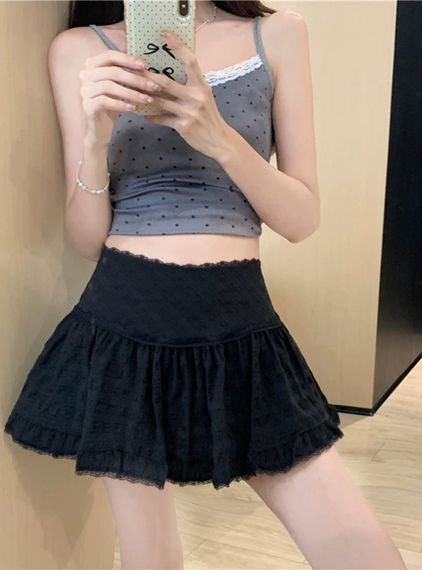 インパン裏地付きレースフレアミニスカート