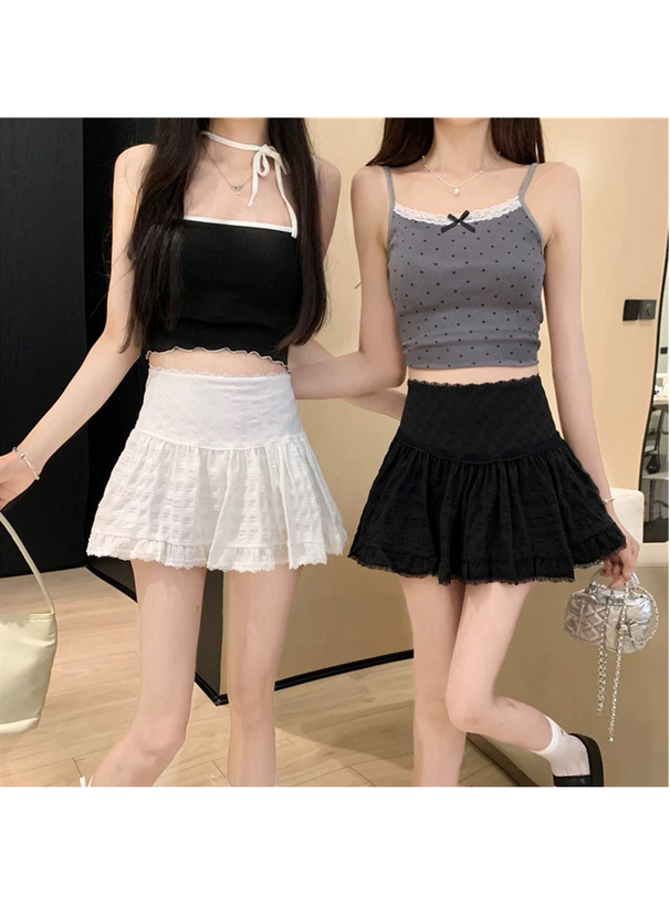 インパン裏地付きレースフレアミニスカート