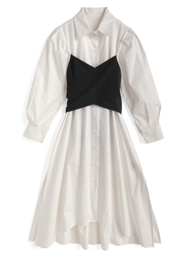 ビスチェドッキングシャツワンピース