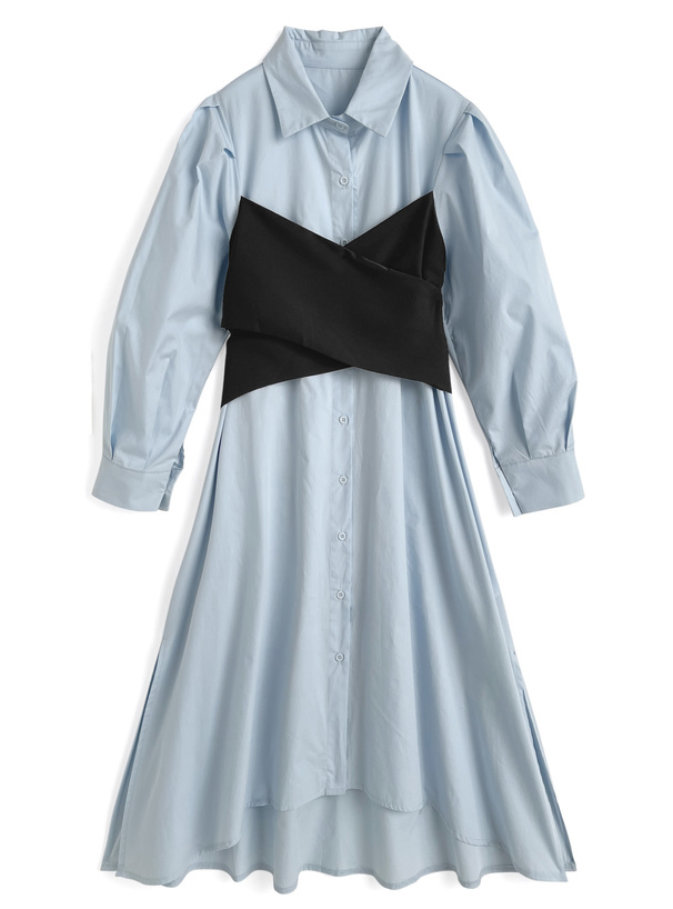 ビスチェドッキングシャツワンピース