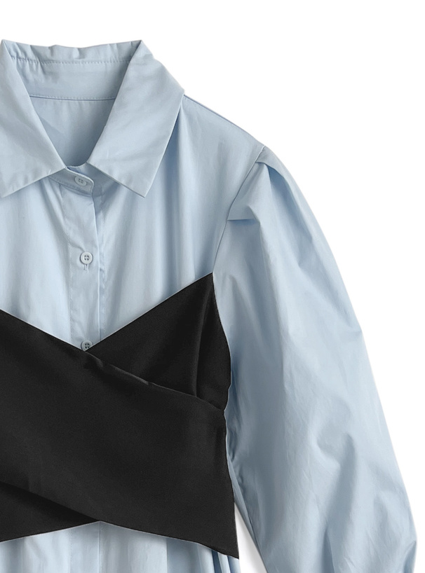 ビスチェドッキングシャツワンピース