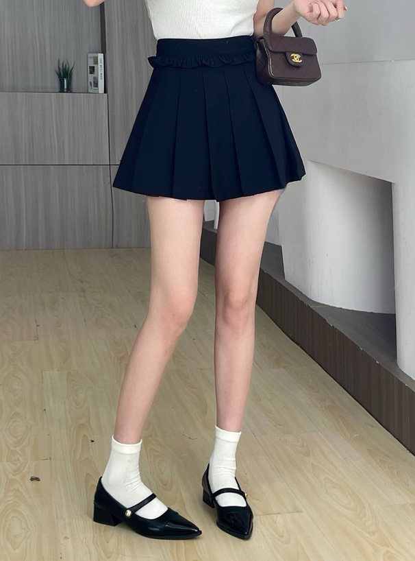 カジュアル キュート デート フリル パンツ付き ミニスカート Amazon.co.jp: [WANSHIX] スカートパンツ レディース