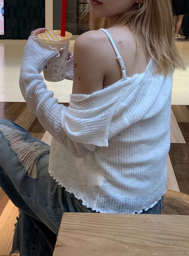 シアーメロウリブカーディガン