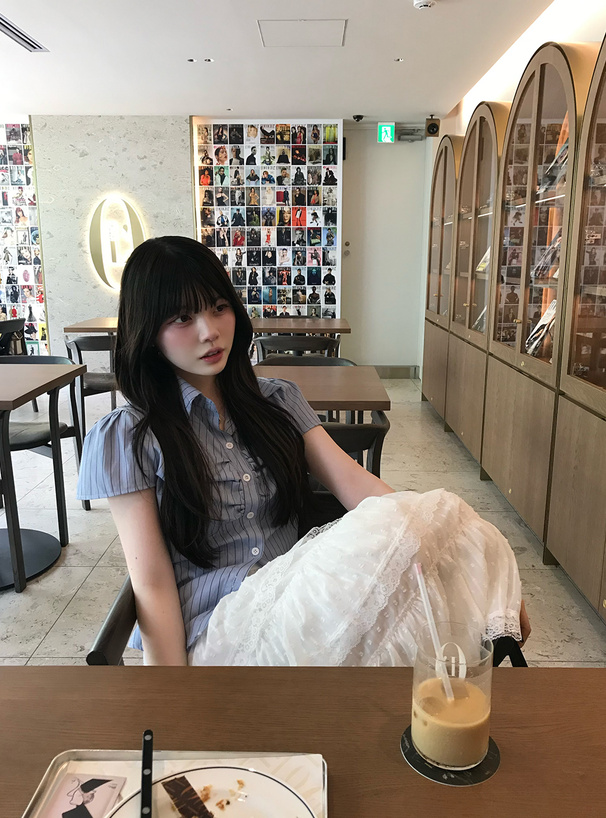 ドット柄レースフリルティアードスカート