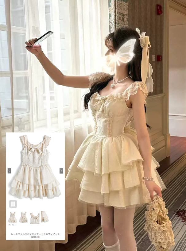 pium レースフリルティアードミニワンピース レースフリルティアードミニワンピース – pium