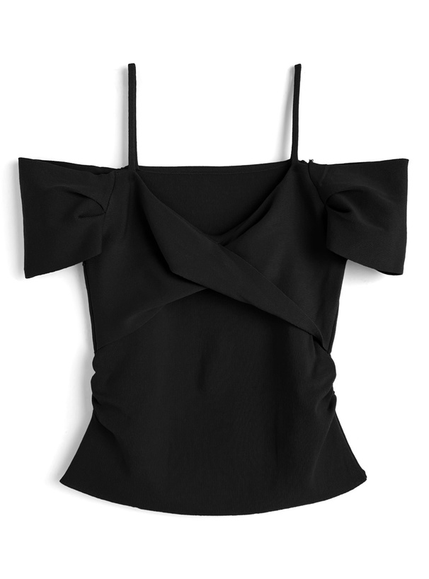 フロントツイストオフショルダーニットトップス[at2542]