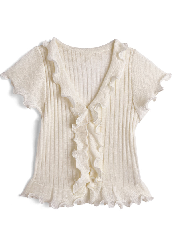 フリルニットカーディガン