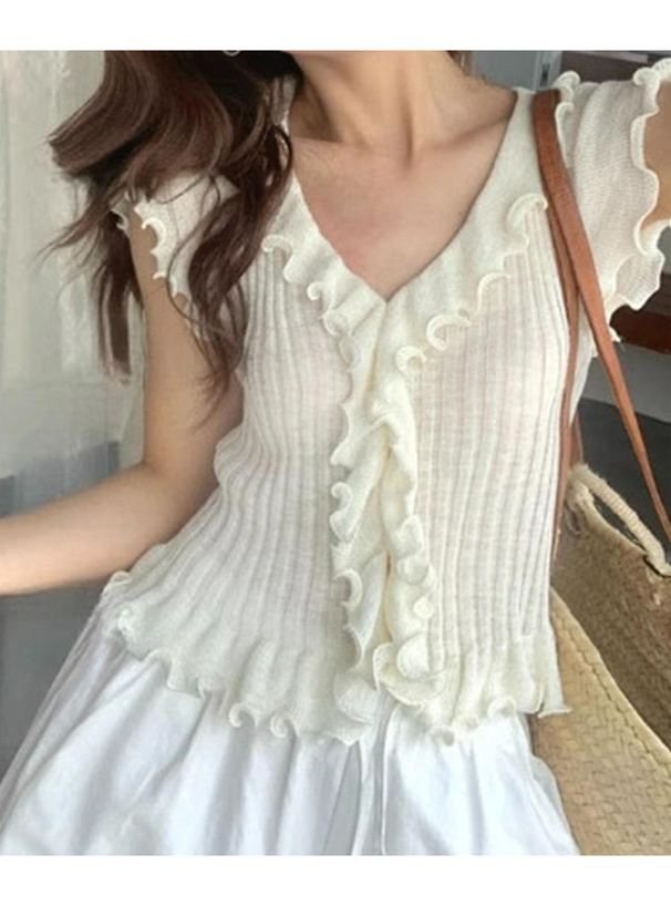 フリルニットカーディガン