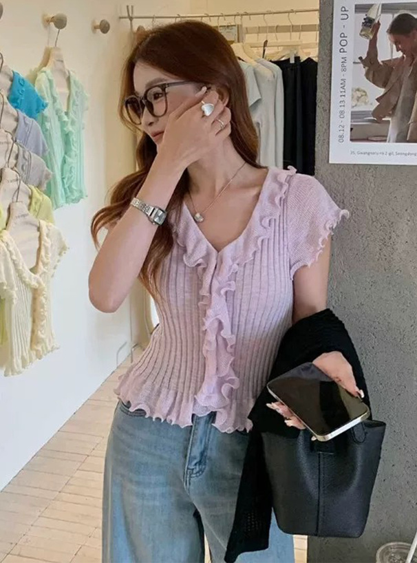 フリルニットカーディガン