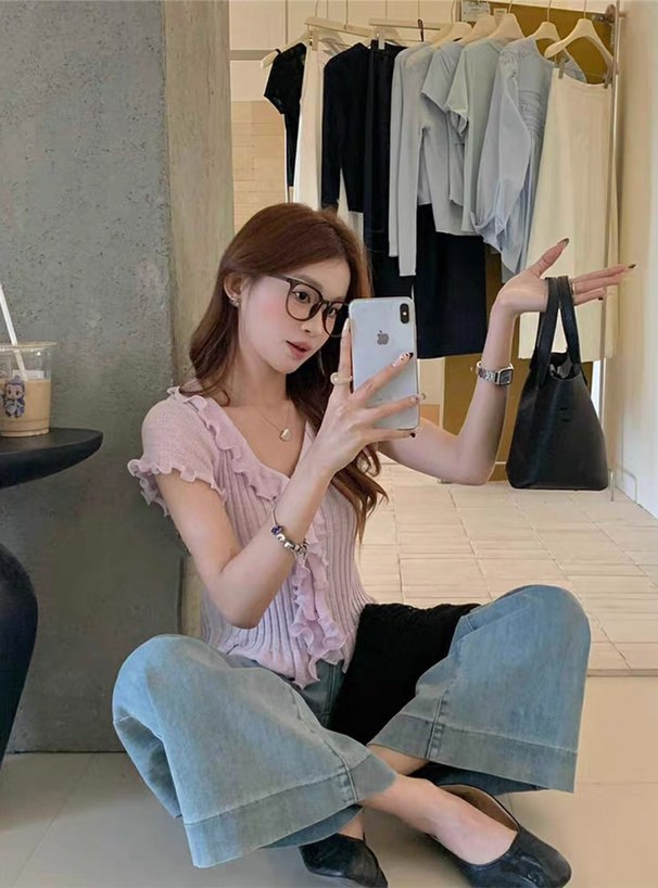 フリルニットカーディガン