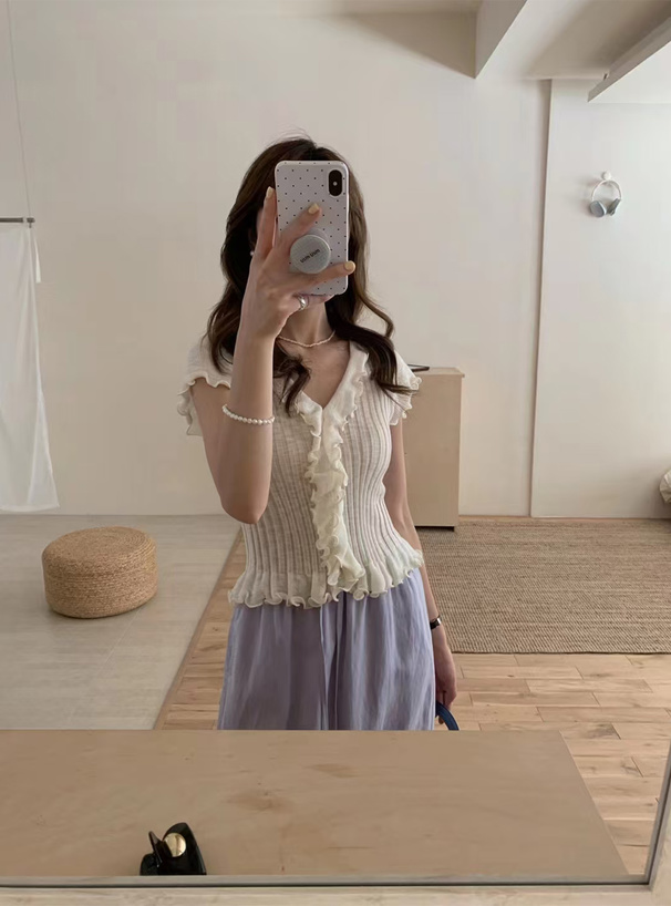 フリルニットカーディガン