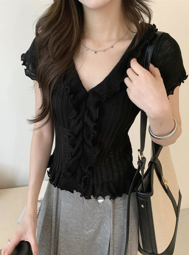 フリルニットカーディガン