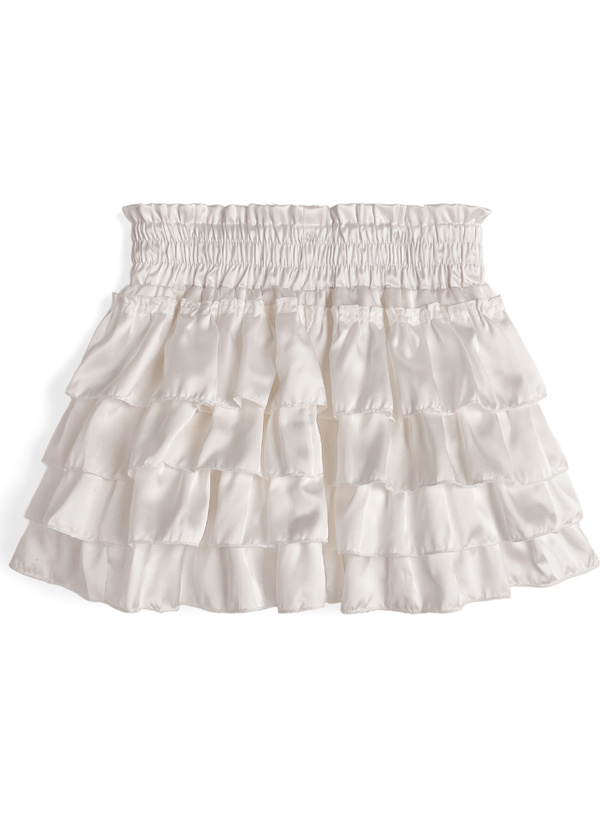 インパン裏地付きフリルティアードサテンミニスカート