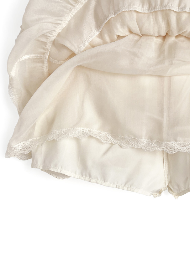 インパン付きシアーフリルティアードレースミニスカート