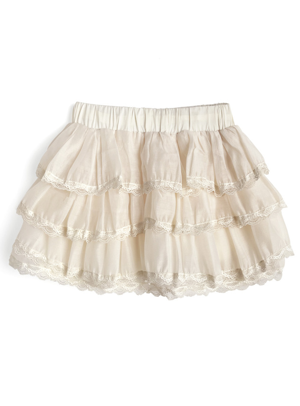 インパン付きシアーフリルティアードレースミニスカート